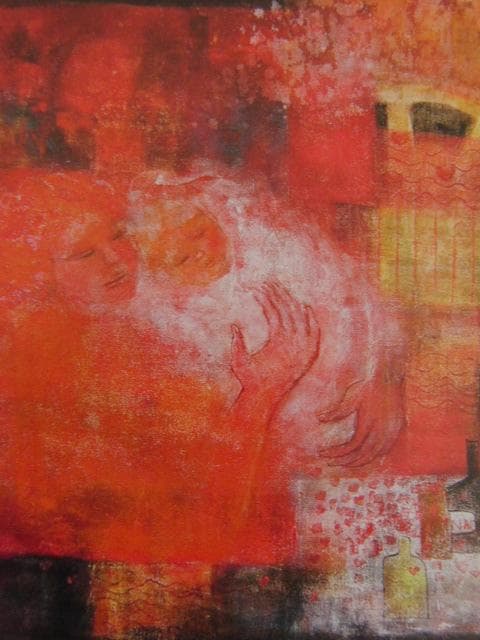 谷本淳子、【未来（歓）】、希少な額装用画集画、新品高級額 額装付