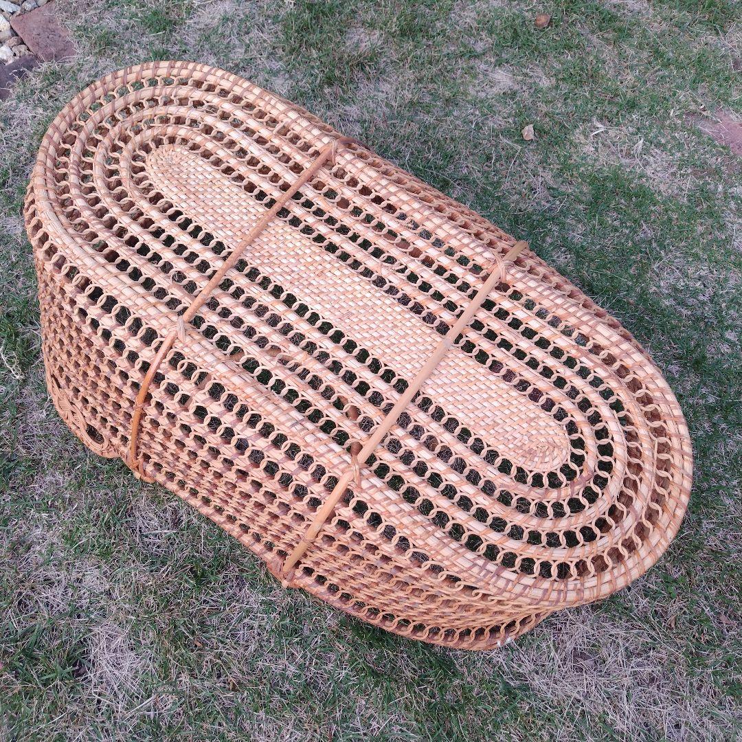 アンティーク ベビーバスケット 昭和レトロ 日本製 ラタン 籐 かご