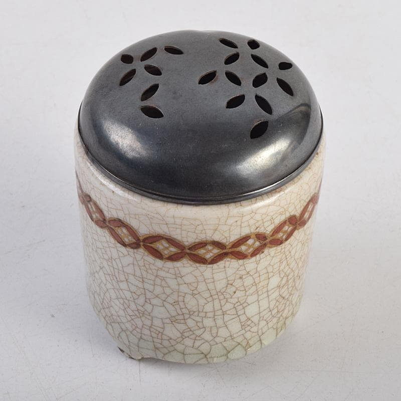 茶道具 野々村仁清作 色絵金彩 銀火屋約18g 香炉 時代箱 M R9105