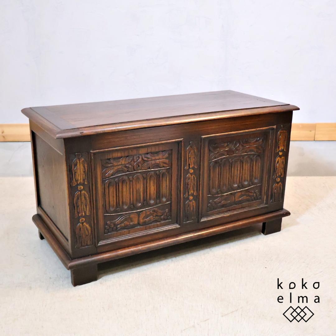 英国アンティーク ブランケットボックス イギリス ストレージ収納 キャビネット 英国アンティークのおしゃれな収納ブランケットボックス、リネン