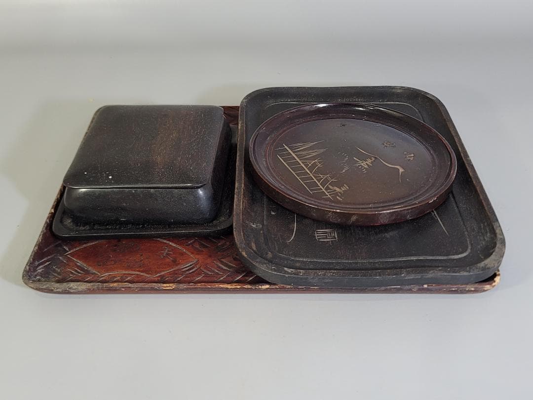 紫檀 唐木 盆 蓋物 煎茶盆 円盆まとめて 煎茶盆 紫檀 買取参考価格 ｜骨董品買取 栄楽堂