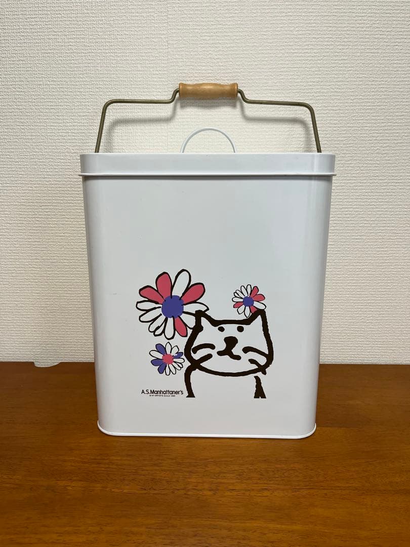 ⚫︎ マンハッタナーズ　ホーロー缶　L 収納　キャリー缶　ネコ　ホワイト Manhattaner's マンハッタナーズ ハードキャリー 71-8018 38L 拡張時