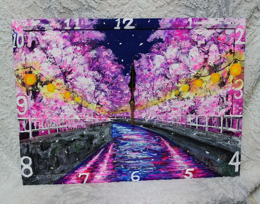 油絵 絵画 時計【夜桜】 楽天市場】絵画 油絵 桜島の桜 （木村由記夫） 送料無料 【肉筆