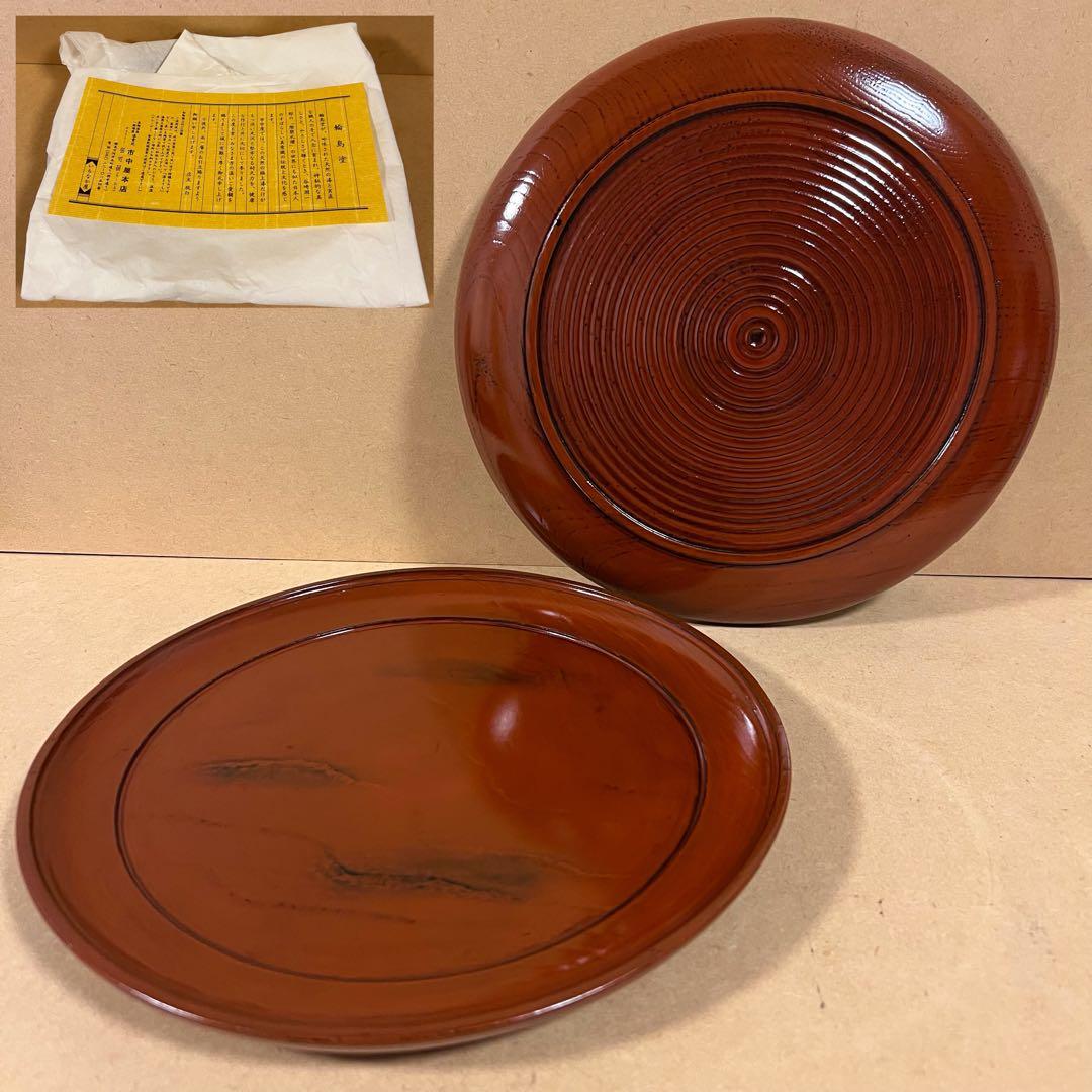 未使用 輪島塗 市中屋 木製漆器 丸盆 2客 茶道具 煎茶道具 正月 茶道具 なつめ お薄器 中棗 輪島塗 小菊蒔絵 蒔絵師 張間麻佐緒 木地師