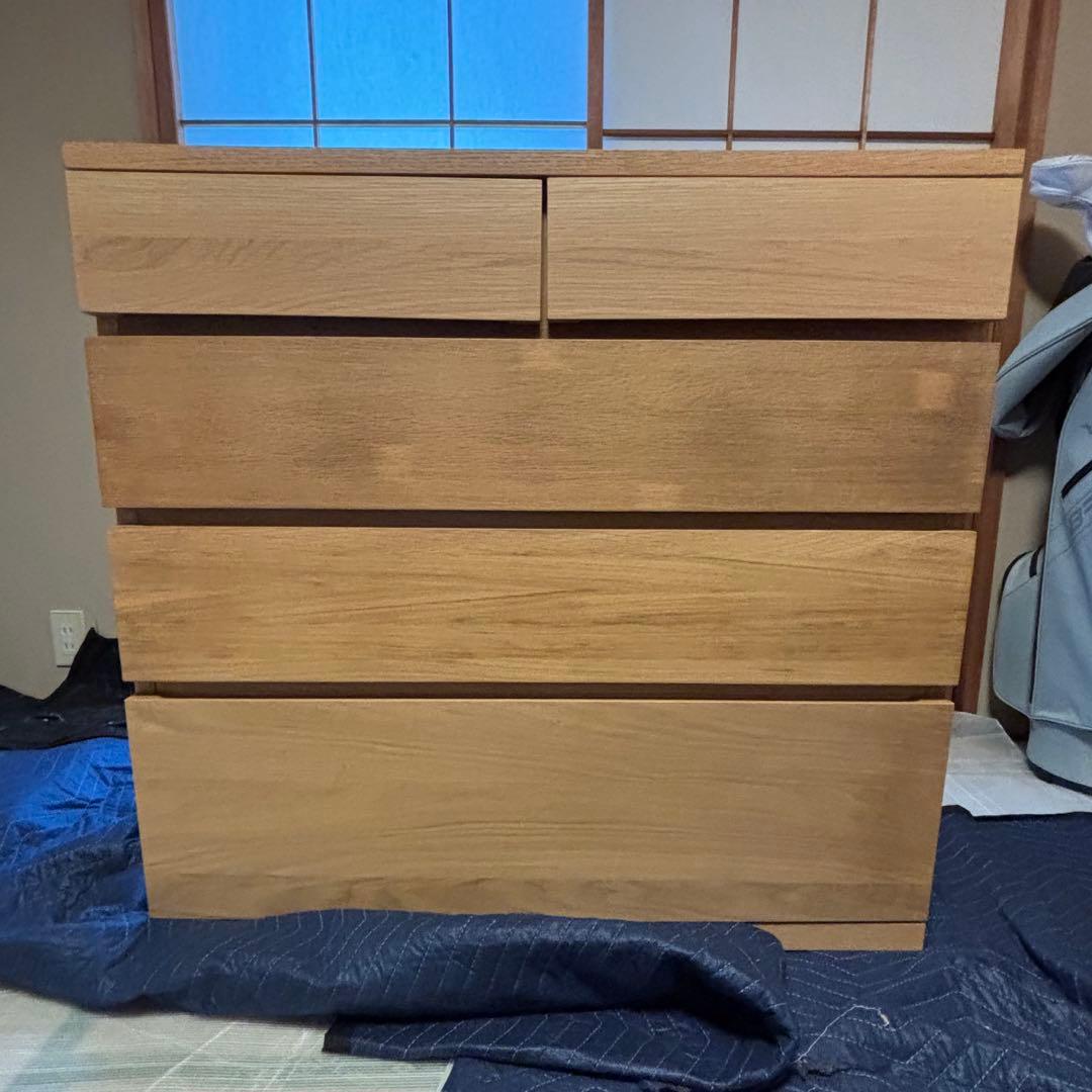 MUJI 無印良品 オーク材 木製チェスト　4段引出 Amazon｜MUJI 無印良品 木製チェスト4段 幅88×奥行44×高さ83cm