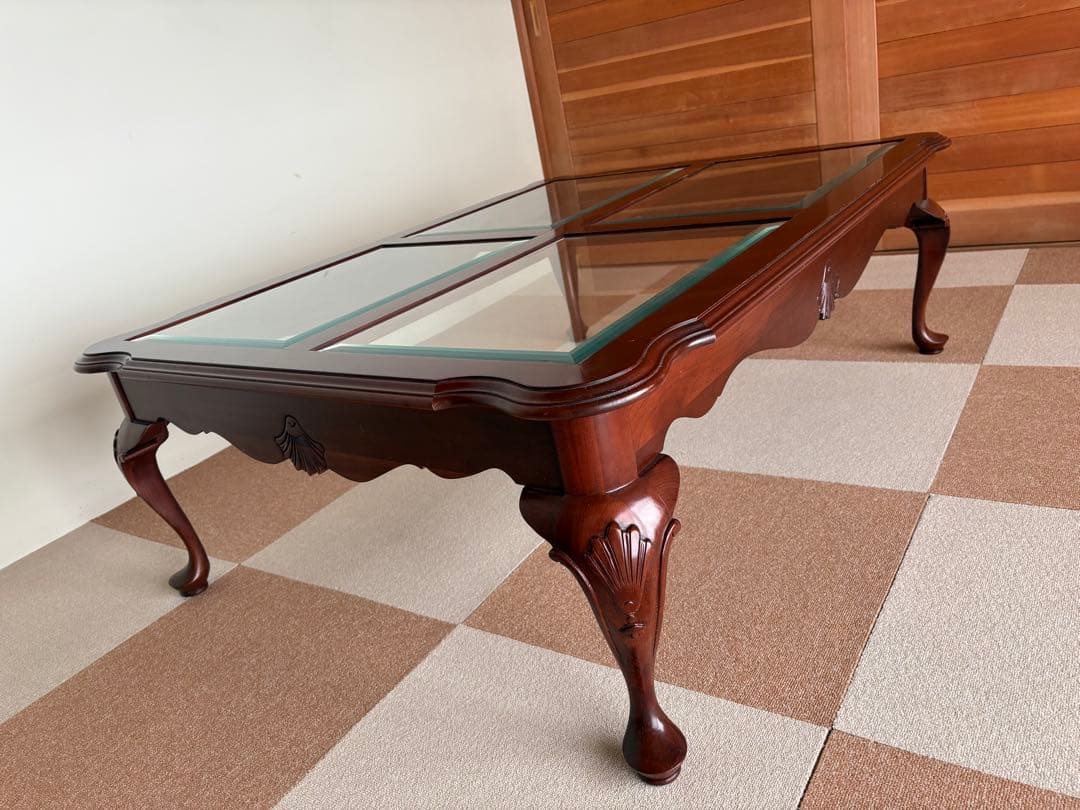 超美品　アメリカ家具定価20数万円、イーセンアーレン センター硝子テーブル、猫脚 超美品 アメリカ家具定価20数万円、イーセンアーレン センター硝子