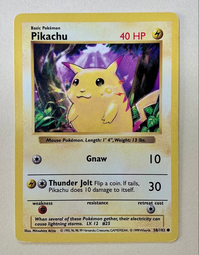 海外版初期ポケモンカードPikachu58/102.ピカチュウシャドーレス