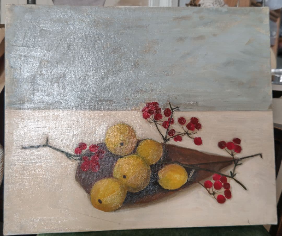 ヴィンテージ　油絵 絵画 インテリア キャンバス画 油絵 cosmos 青い惑星 | iichi 日々の