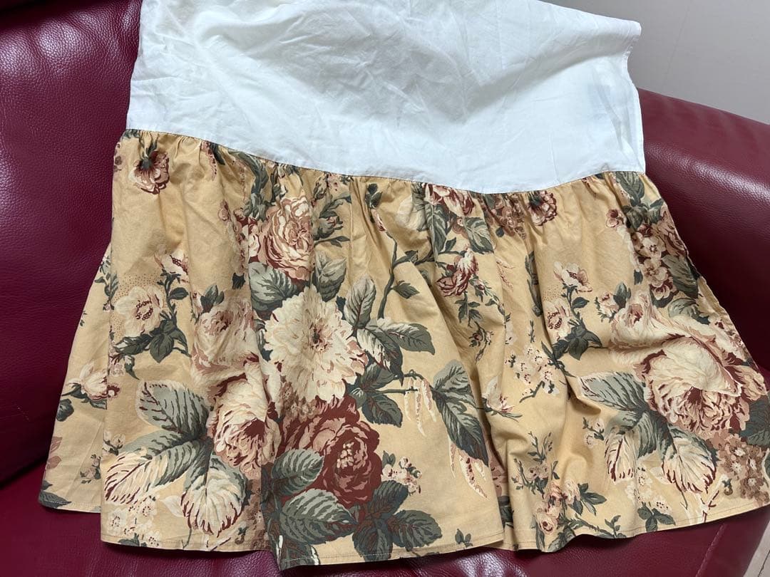 ☆激レア　ラルフローレン　ベッドスカート　ダブルベッド　茶花柄　シーツ☆ ☆激レア ラルフローレン ベッドスカート ダブルベッド 茶花柄 シーツ