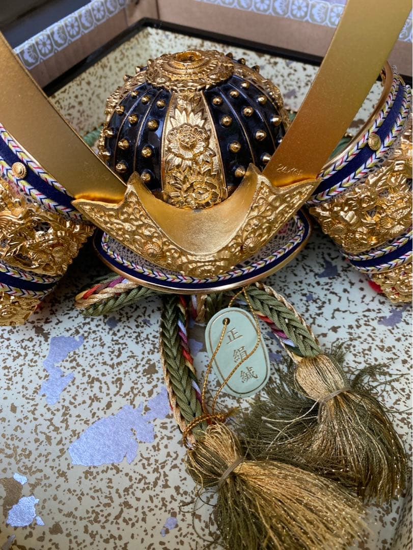 五月人形 12号 グリーン兜 五月人形】8号 永遠之兜 青緑中ベージュ威 兜飾り〈翠鳳作〉[245-140