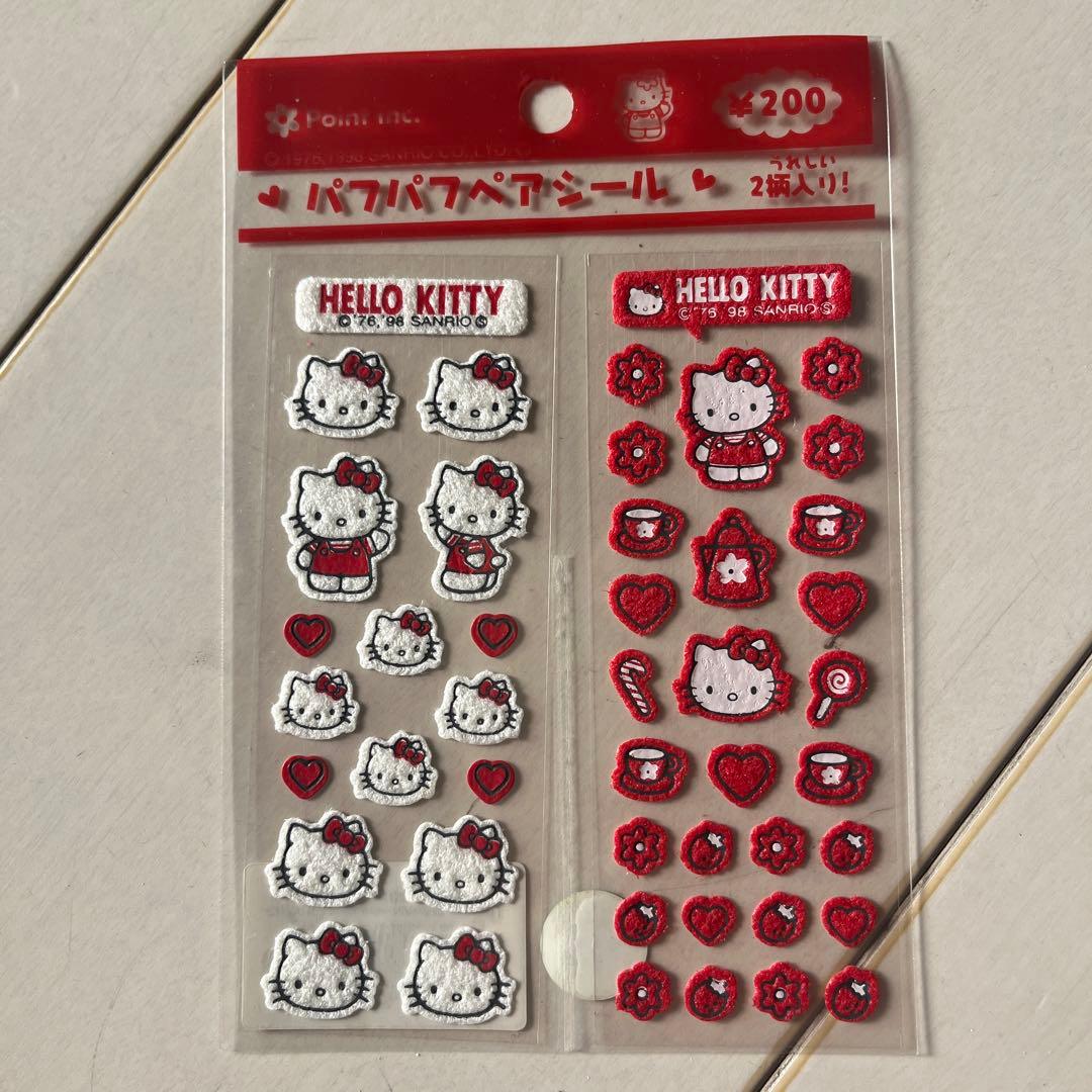 【激レア/未開封】ハローキティ パフパフペアシール 1998年 当時物 サンリオ 韓国 2004〜 2005年 レトロ レア 希少 ハローキティ キティ シール