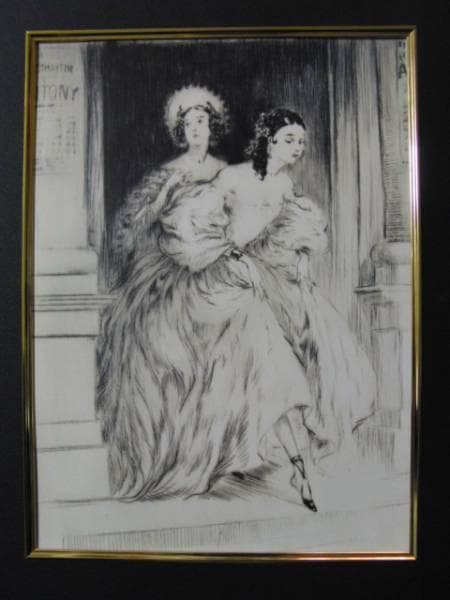 ルイ・イカール・アールデコ/芝居のあと、希少な限定版額装用画集より ルイ・イカールが銅版画で制作したアールデコの絵画「リリィ」を通販で販売