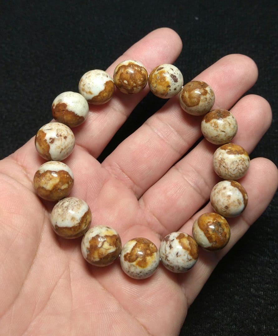 【高品質】姫川薬石《バイカラータイプ》１４㎜　ブレスレット　美品　希少　国産