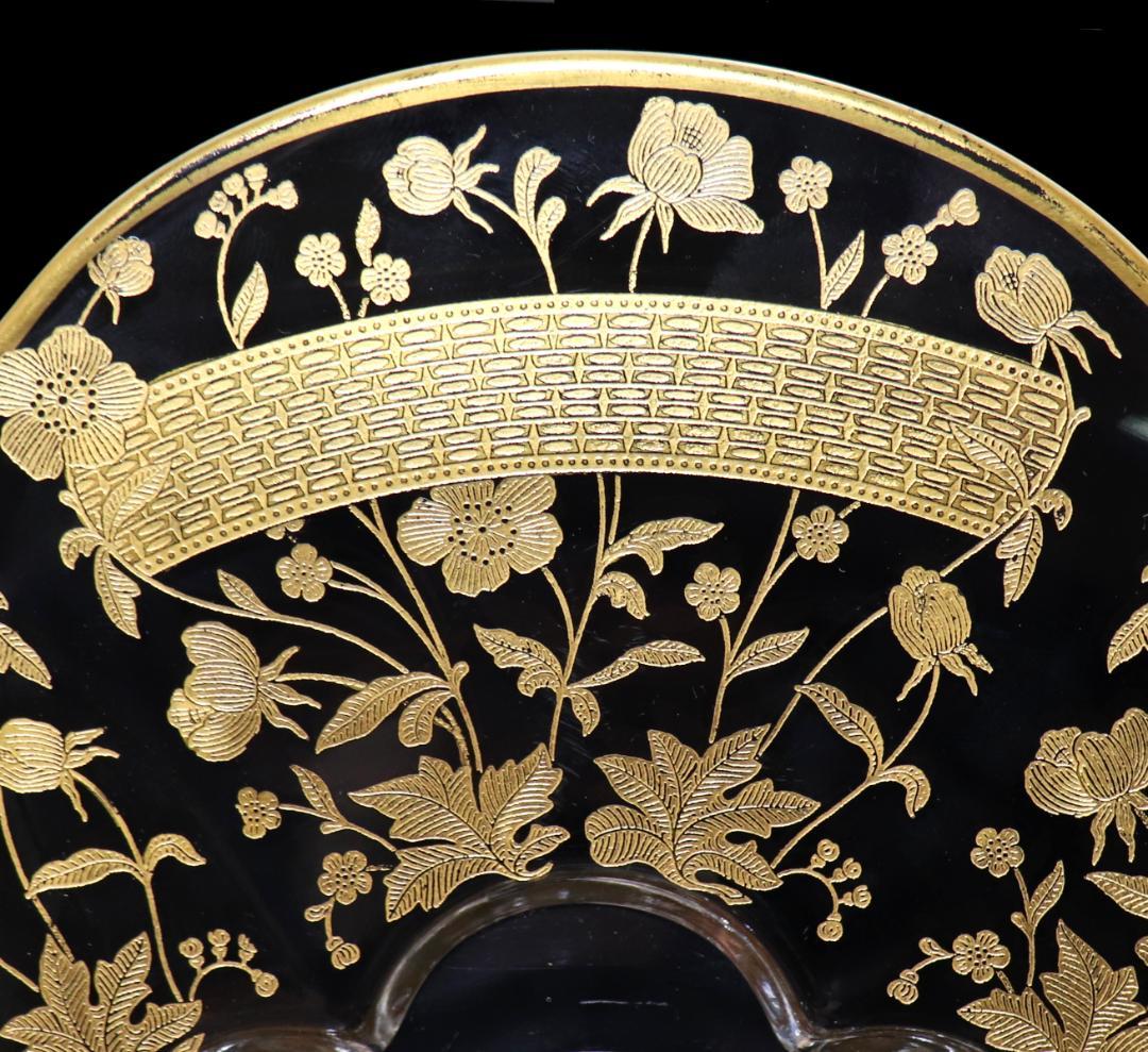 オールド・バカラ 1900年 金彩花柄大型トレー 34.4cm 皿 アンティーク