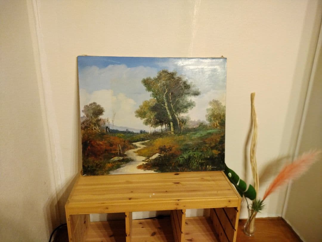 油彩画 自然の風景 サインあり 瀬良風香 肉筆油彩画『爽風上高地』小 | 東京書芸館公式通販ウェブ