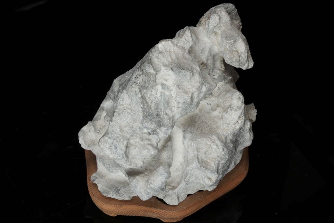 中国 太湖石 木製台座付 5.4kg 鑑賞石 文人石 水石 天然石 盆石 飾石