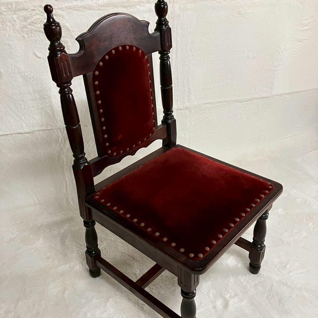 アンティークチェア ベルベット 赤 椅子 ヴィンテージ 木製 家具 6106_1.jpg