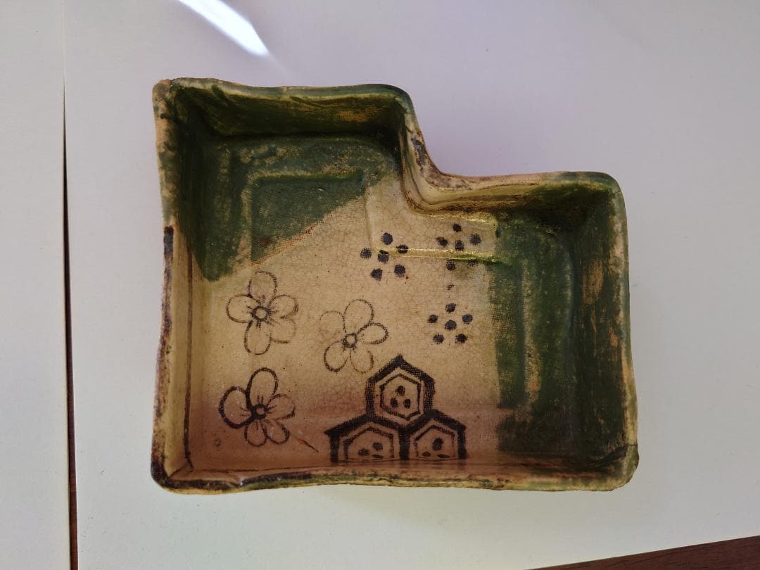 ☆美濃 織部焼☆青織部三環足向付☆桃山時代☆骨董品☆ - メルカリ