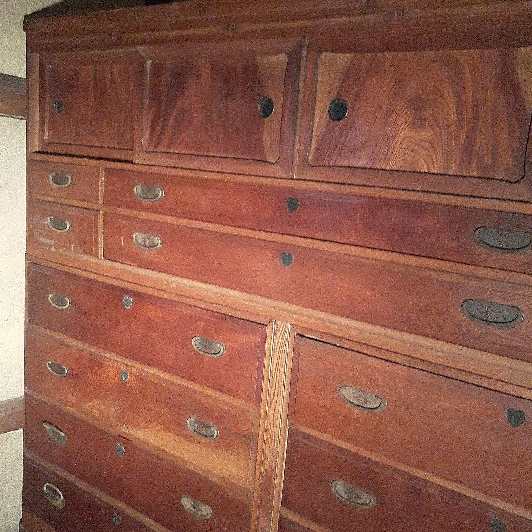 レトロ　時代箪笥　(下)② 桐 民芸箪笥 7段 ブラウン 桐たんす 和箪笥 ht27-017（商品番号：15