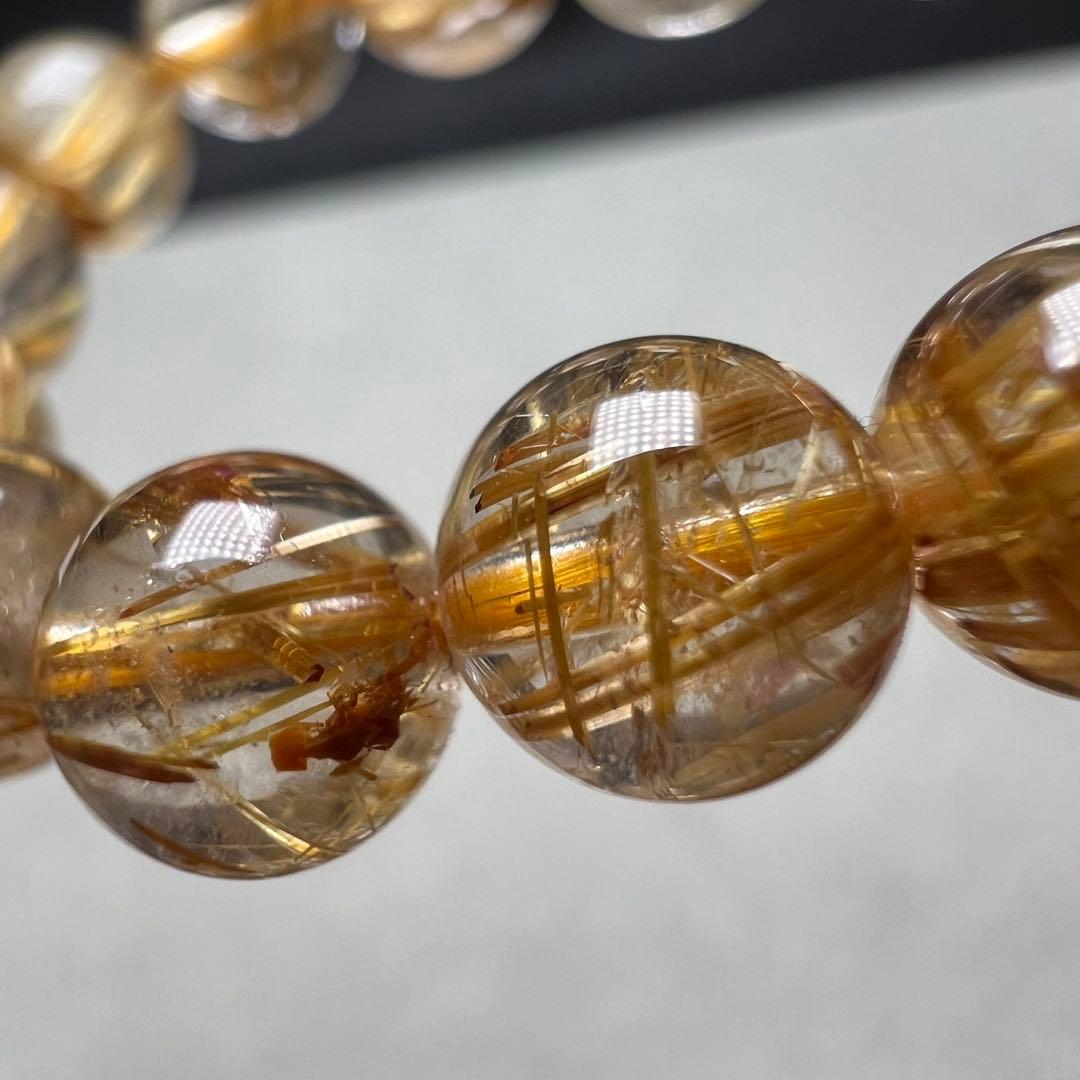 【73206】 高品質 ゴールドルチルクォーツ 6.7mm ブレスレット