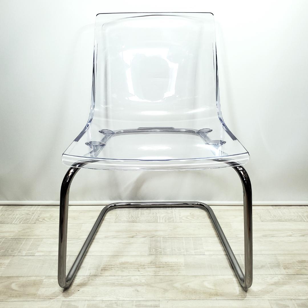 美品☆IKEA イケア☆TOBIAS トービアスチェア☆クリア クロムメッキ