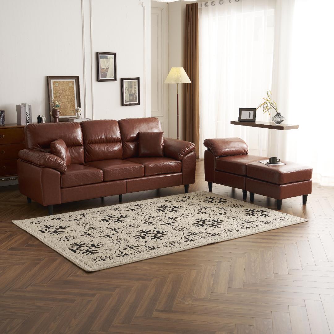 超人気！ ソファーセット 2-5人掛け クッション付き 肘付き Brown BTM ソファー 2.5人掛け 2人掛け 小さめ カウチソファ リビングソファ