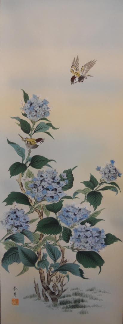 掛け軸 小川香月 『 雨後清涼 』 絹本 希少 軸装 茶道具 掛軸 美品 です。 茶道具 掛軸（かけじく） 縦軸 「夏雲多奇峰」 臨済宗大徳寺派鷲峰山