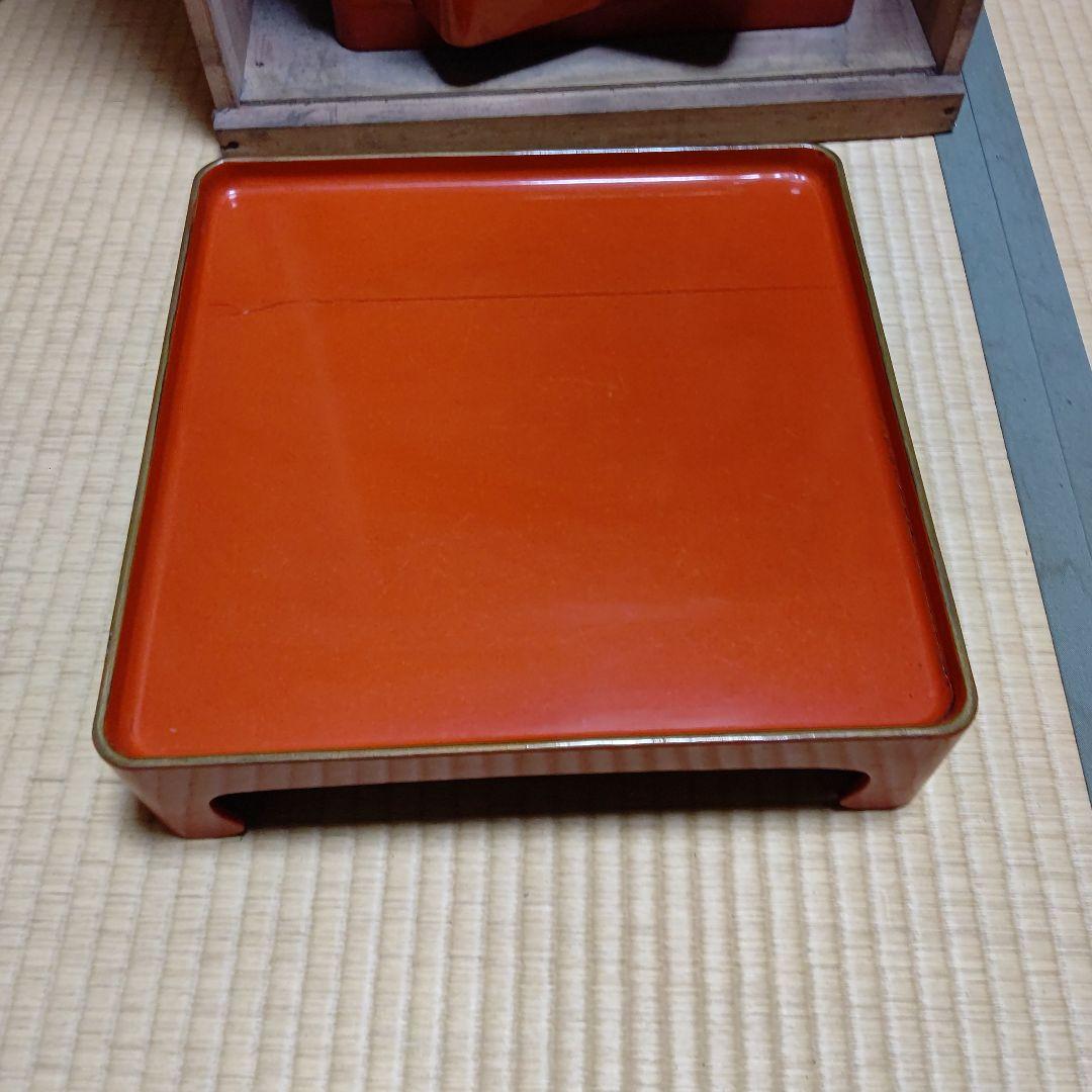 オレンジ色の漆器製膳16枚収納箱 BEAMS JAPAN（ビームス ジャパン）【別注】越前漆器 お重 二段 橙