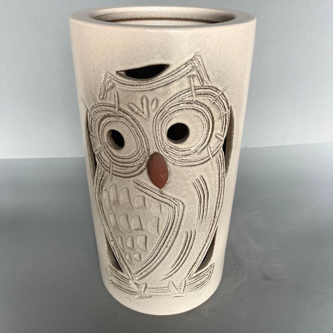 信楽焼傘立て  ふくろう彫 高さ42cm 傘立て 陶器 信楽焼 おしゃれ フクロウ 傘入れ モダン シンプル 玄関