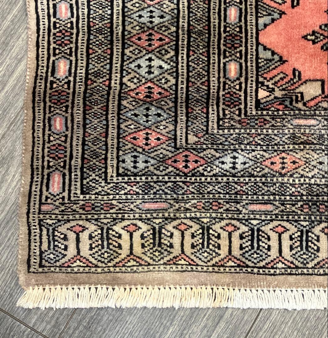 130x90cmカシミリヤンのアンテイーク絨毯トライバルラグ可愛いピンク