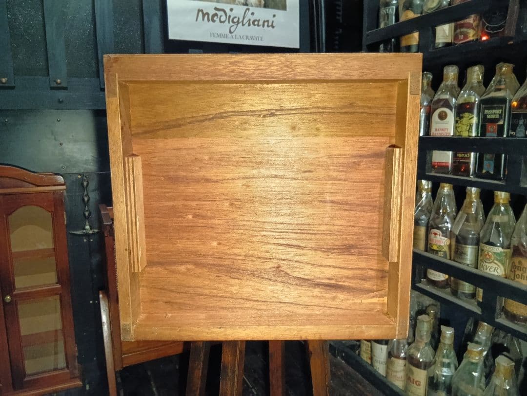 1960's チーク材 突板 カッパーハンドル ウッド レコード キャビネット