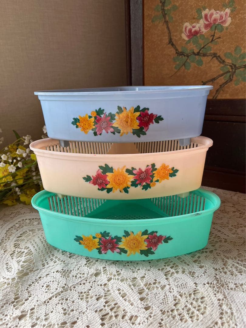 新品未使用 キッチン 三角コーナー 昭和レトロ レトロポップ 雑貨 花柄