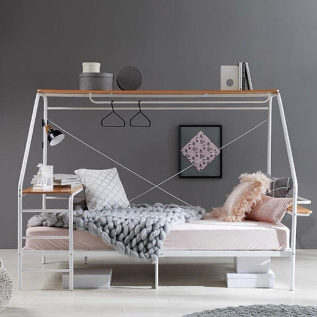 システムベッド　デスク付　充電ポート　ベッドフレーム　巣ごもりベッド　シングル 楽天市場】【ポイント5倍☆2/25 12:00〜23:59】 ロフトベッド システム