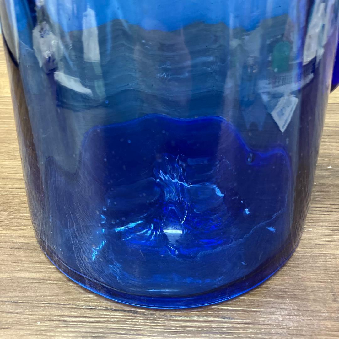 D-壁 琉球ガラス 水差し ピッチャー ブルー 吹きガラス デキャンタ