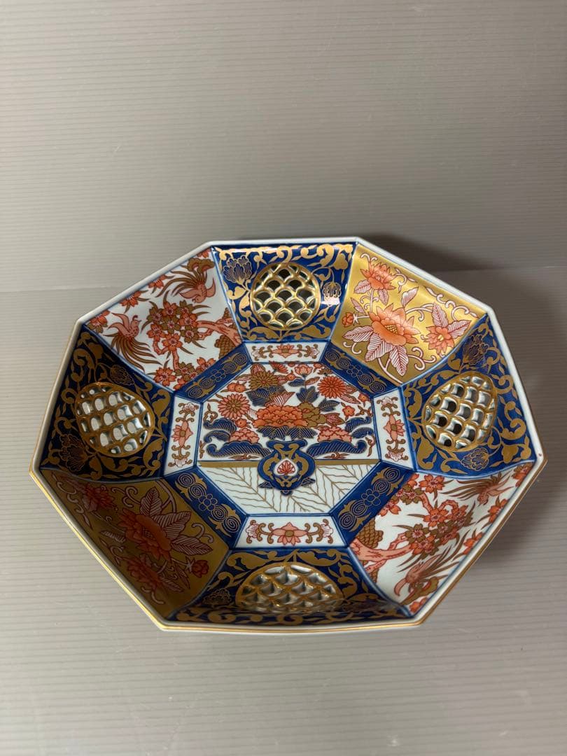 2818 林九郎作　伝統工芸　古伊万里　大鉢　23cm 未使用 林九郎窯 古伊万里様式 赤濃木甲山水 和皿 19cm 波佐見焼 盛り皿