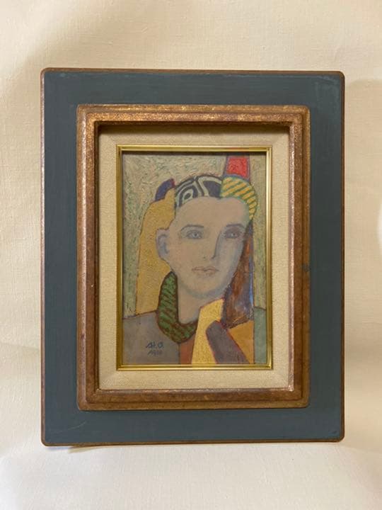 大谷宏　油絵　ＳＭ 大谷久子「赤い壺・かいがら菊」油絵・P10号 絵画買取・販売の小竹美術