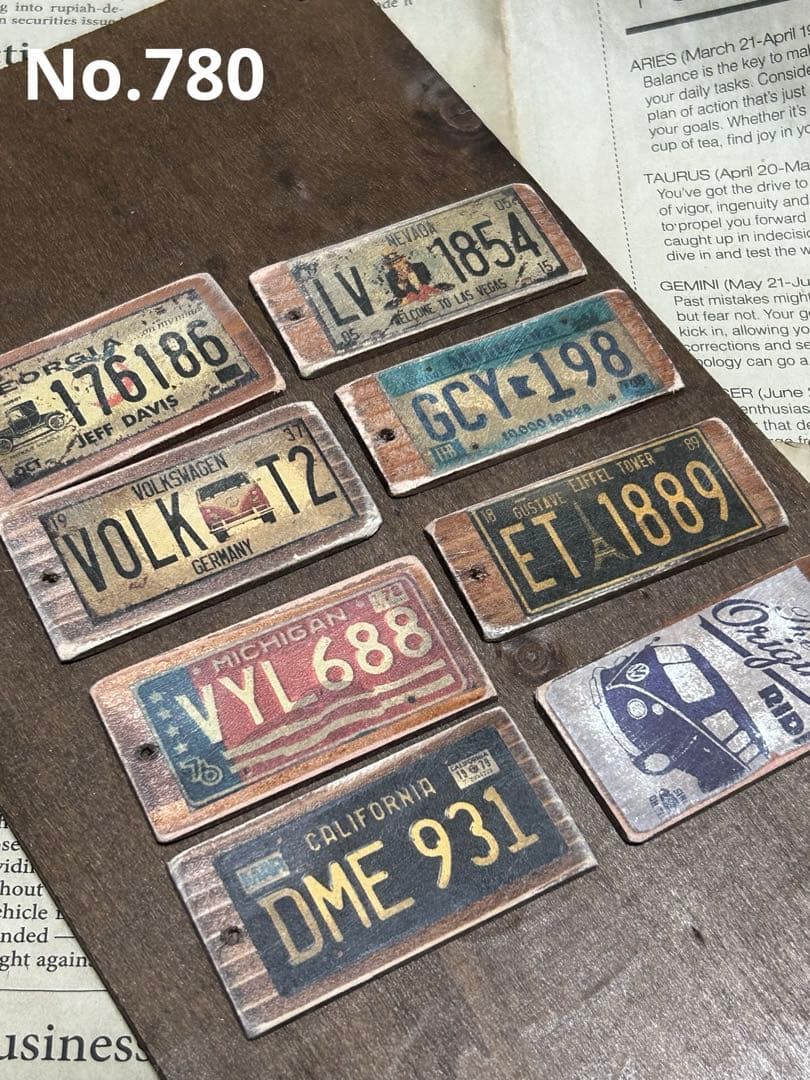 ウッドタグアメリカンナンバープレートNo.780 1956年製 アメリカンヴィンテージ ナンバープレート【FHT772