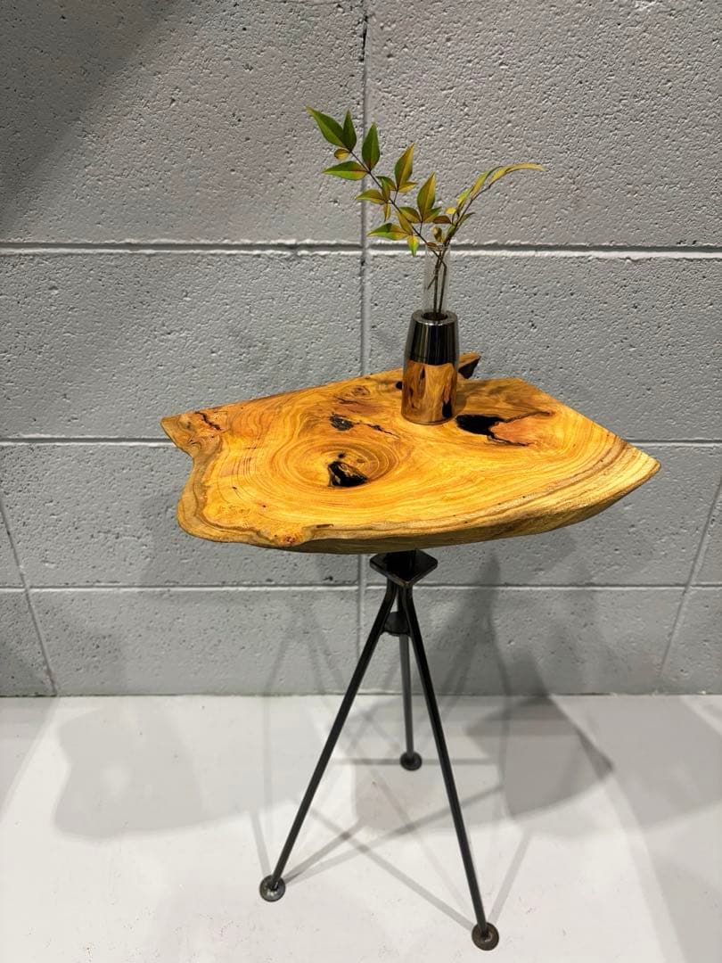 欅サイドテーブル　コーヒーテーブル　ナイトテーブル　観葉植物置き台 グリーン スタンド B 観葉植物台 無垢材 天然木 ナイトテーブル サイド