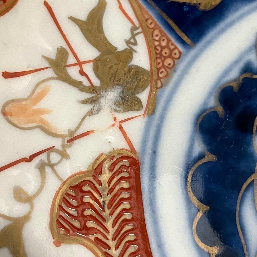 値下げ！明治時代 古伊万里 6寸皿 4枚セット 色絵 中皿 金彩 ベロ藍