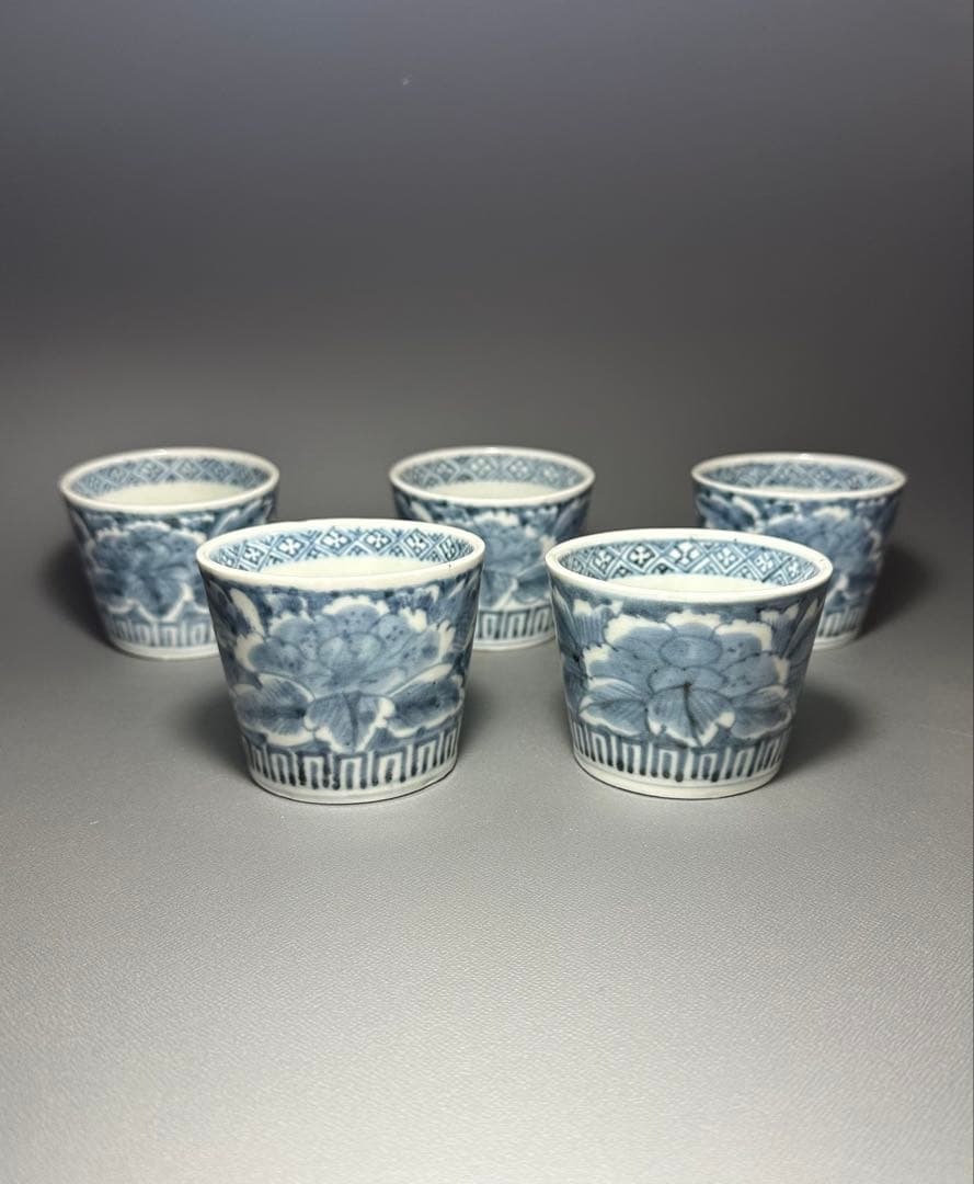 古伊万里　染付　花紋様　そば猪口　5客セット　無傷 訳あり＞古伊万里染付蛸唐草紋様蕎麦猪口 | 古美術 希 のぞみ 美術