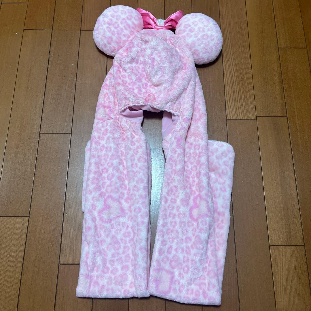 ディズニー ピンクヒョウ柄 マフラーファンキャップ - メルカリ
