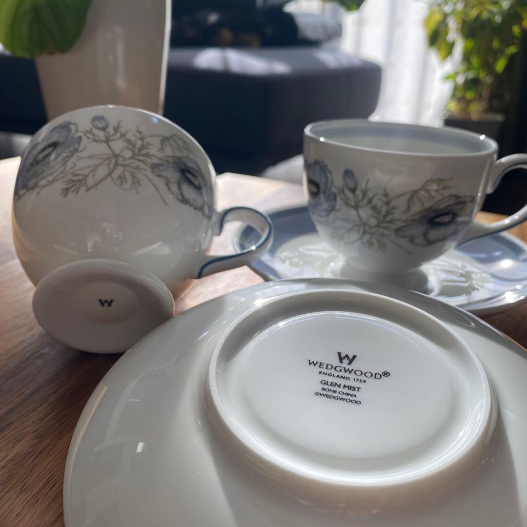 新品 未使用 ウェッジウッド グレンミスト カップ&ソーサー 2個セット