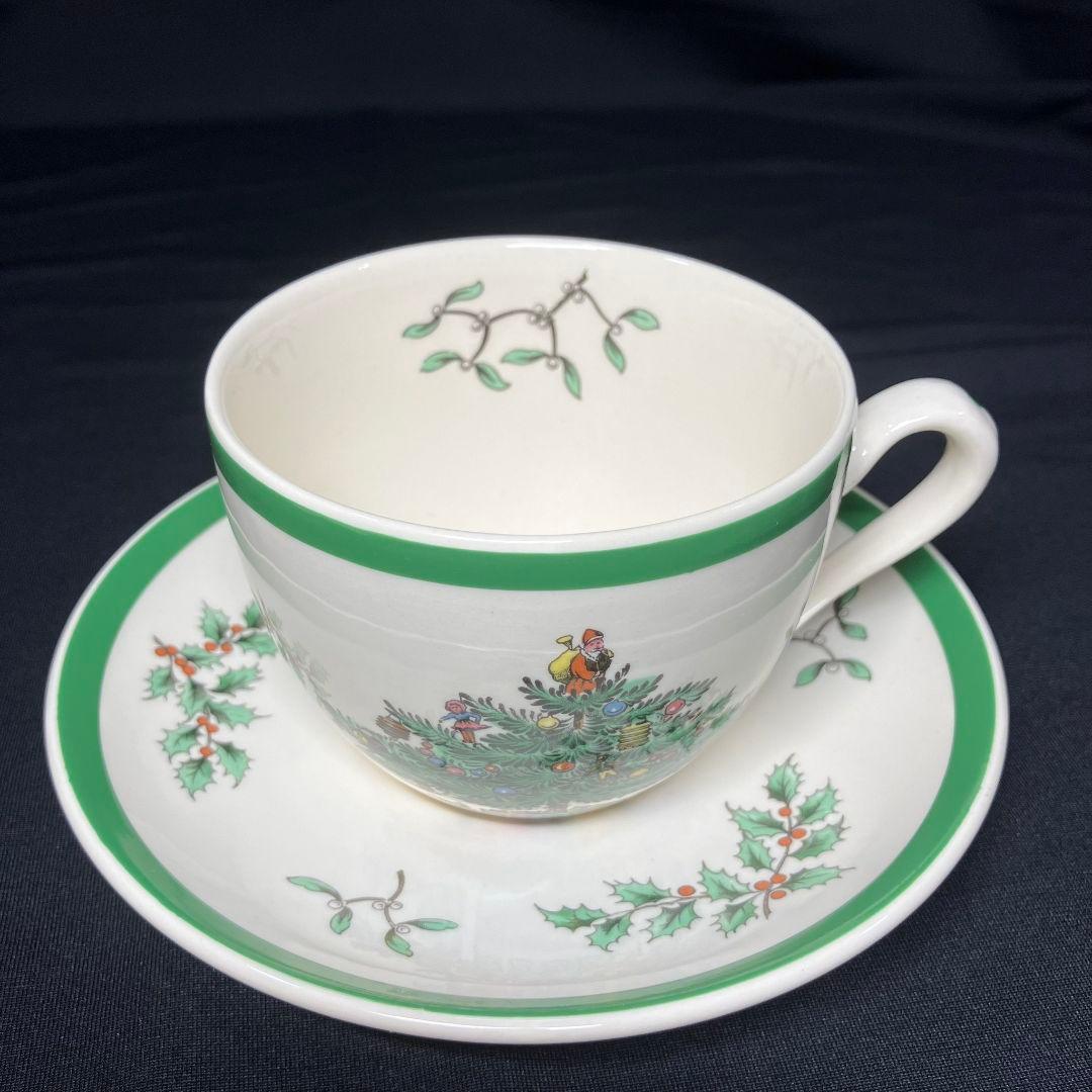 スポード クリスマスツリー オーバルプレート 2客 カップ&ソーサー 1客