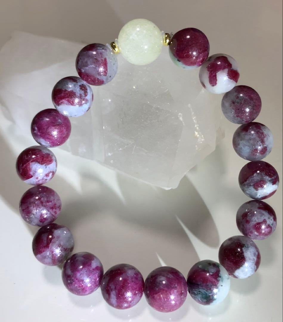 高貴な波動を放つ❣️★希少石★ ルビーインクォーツ　ルビーシリカ　ブレスレット レア希少石ピンクエンジェルラダークォーツ・宝石質天然ルビー・インカ