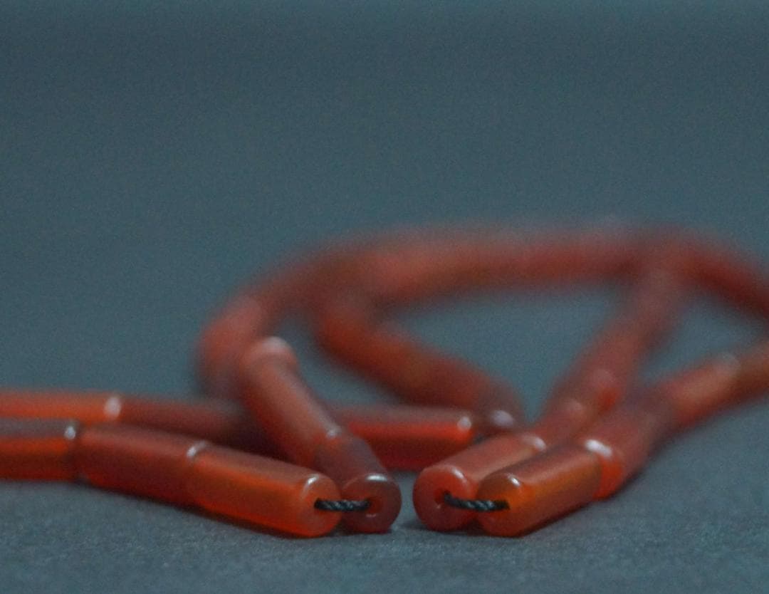 オールドDziビーズアンティーク カーネリアン管玉(50個) マーラー