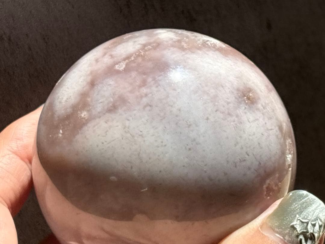 《高品質＊虹入りピンクアメジスト＆桜瑪瑙スフィア》