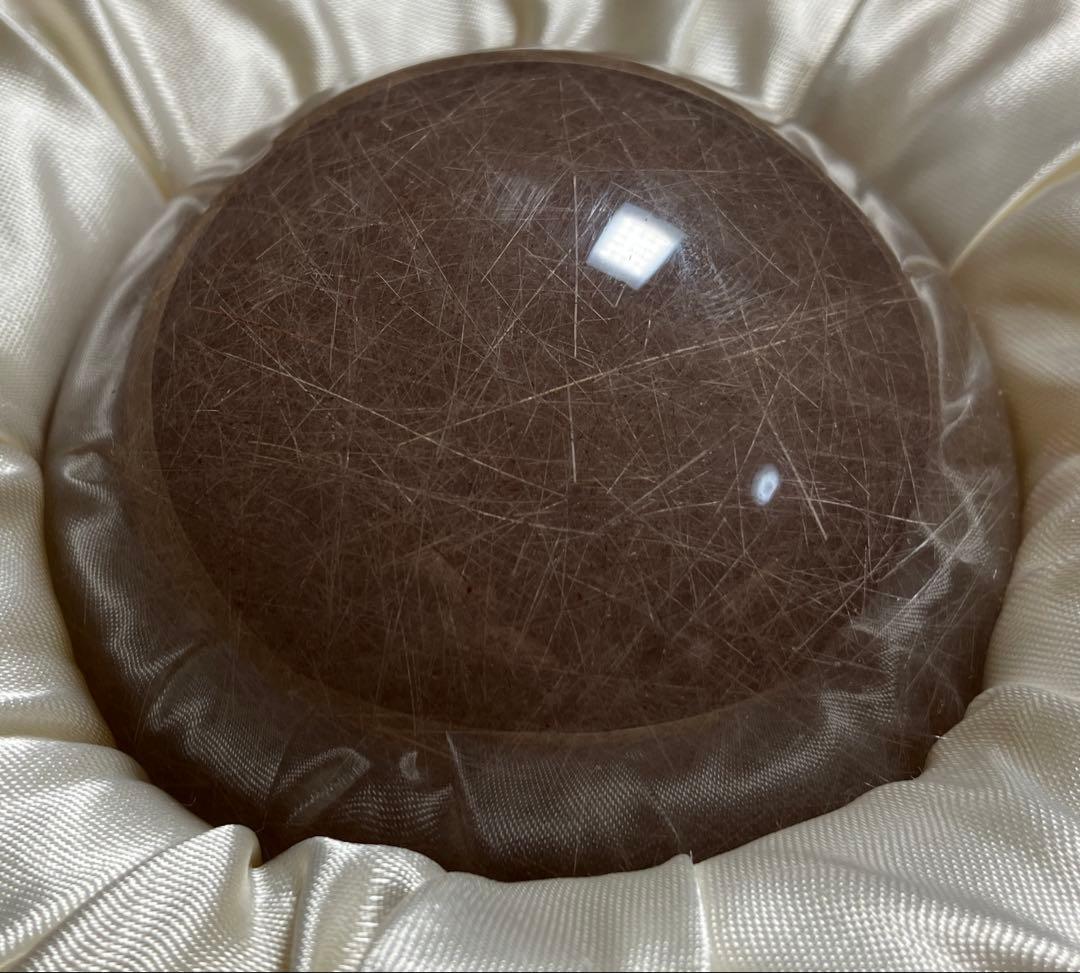 ルチルクォーツ 球体 丸玉　巨大　約8cm 666.7g 木箱入り