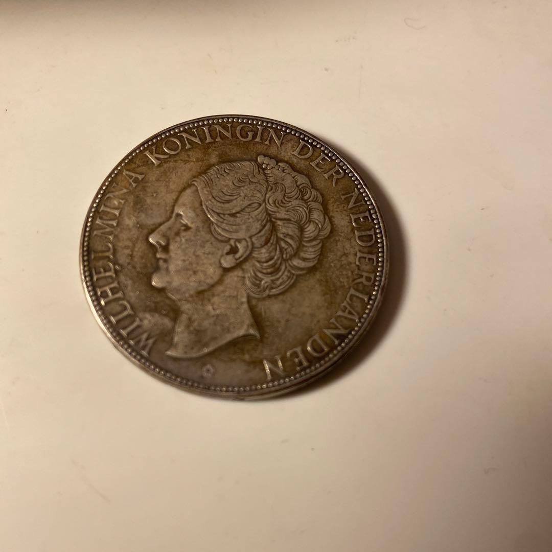 オランダ 1938年 2.5ギルダー 硬貨　銀貨 r*u様 オランダ 2.5ギルダー 2.5グルデン 銀貨 ウィルヘルミナ女王 鑑