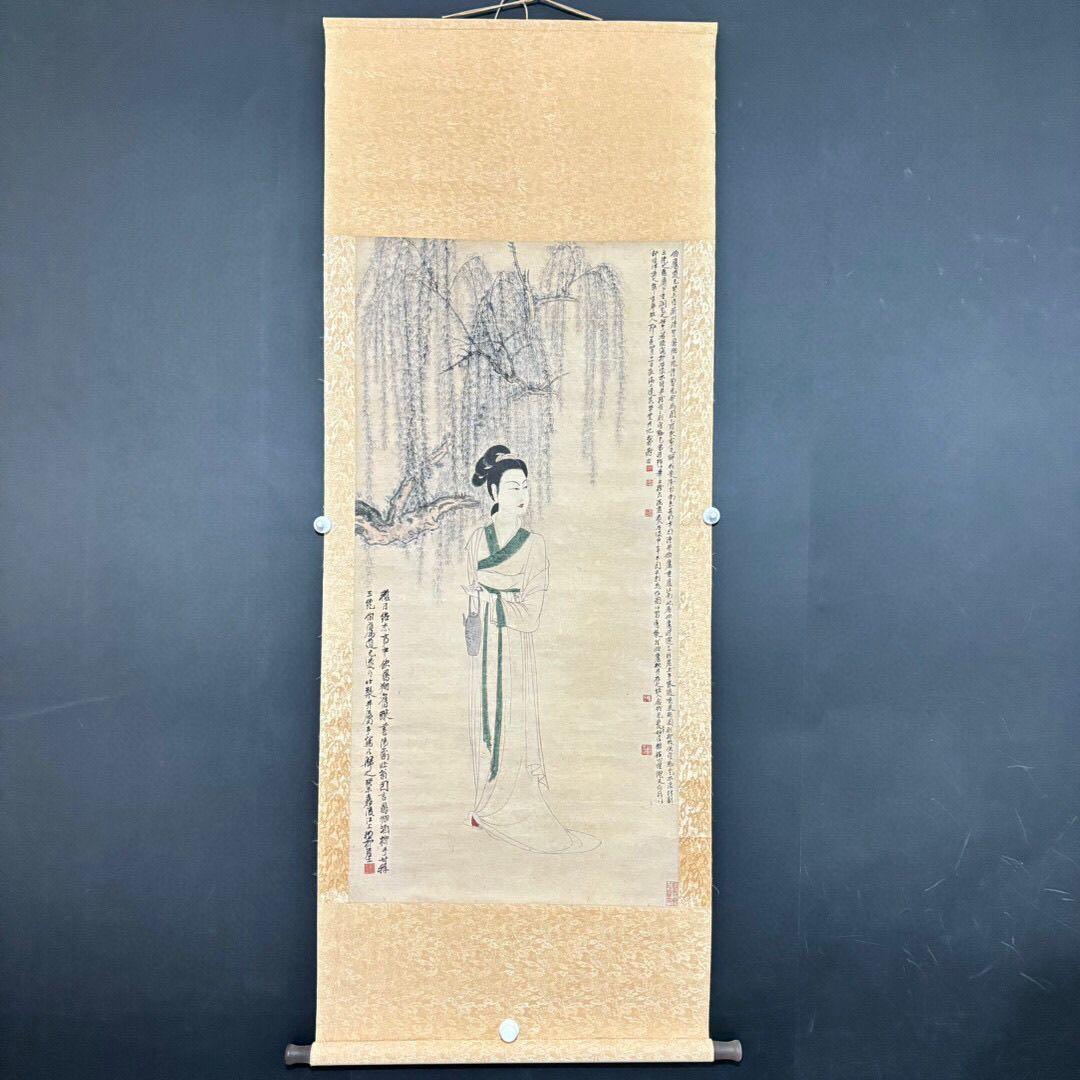 謝稚柳 人物画 掛け軸 中堂 中国絵画 書画 水墨 人物図 古美術 インテリア 01-250904c-036b.jpg