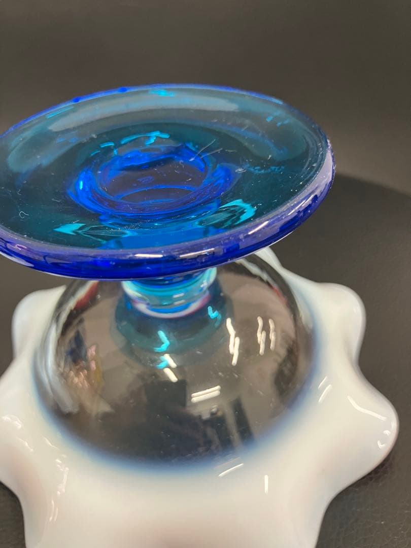 訳あり 希少 大正モダン 氷コップ 和ガラス 三色 手吹き ガラス 乳白